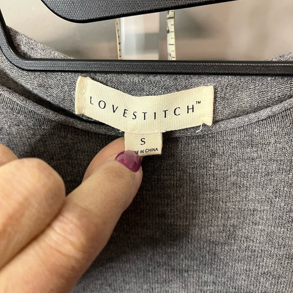Lovestitch Heather Gray Knit Sweatshirt Women’s Small Oversized EUC - Picture 2 of 7